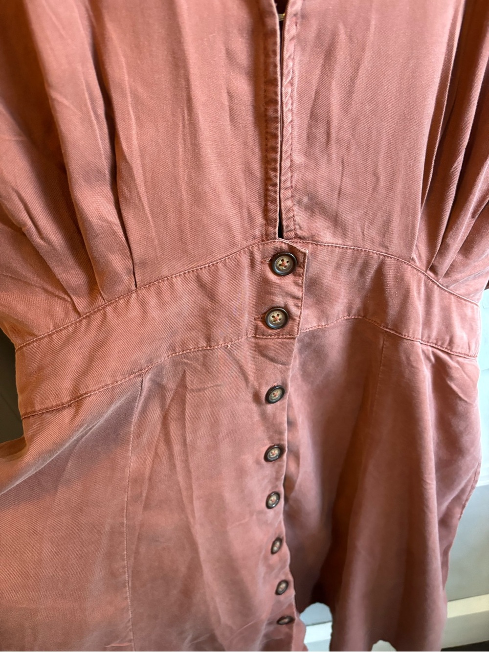 Quince Rust Button-Front Mini Dress - Picture 3 of 6